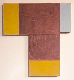 Angled, 2021, 49x52x2&rdquo;, pigmented plaster on poplar
